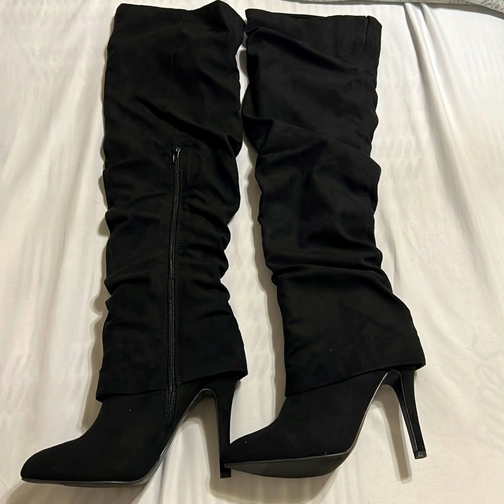Nina Kymari black sued over knee boots-Mint condition worn once - 8.5
